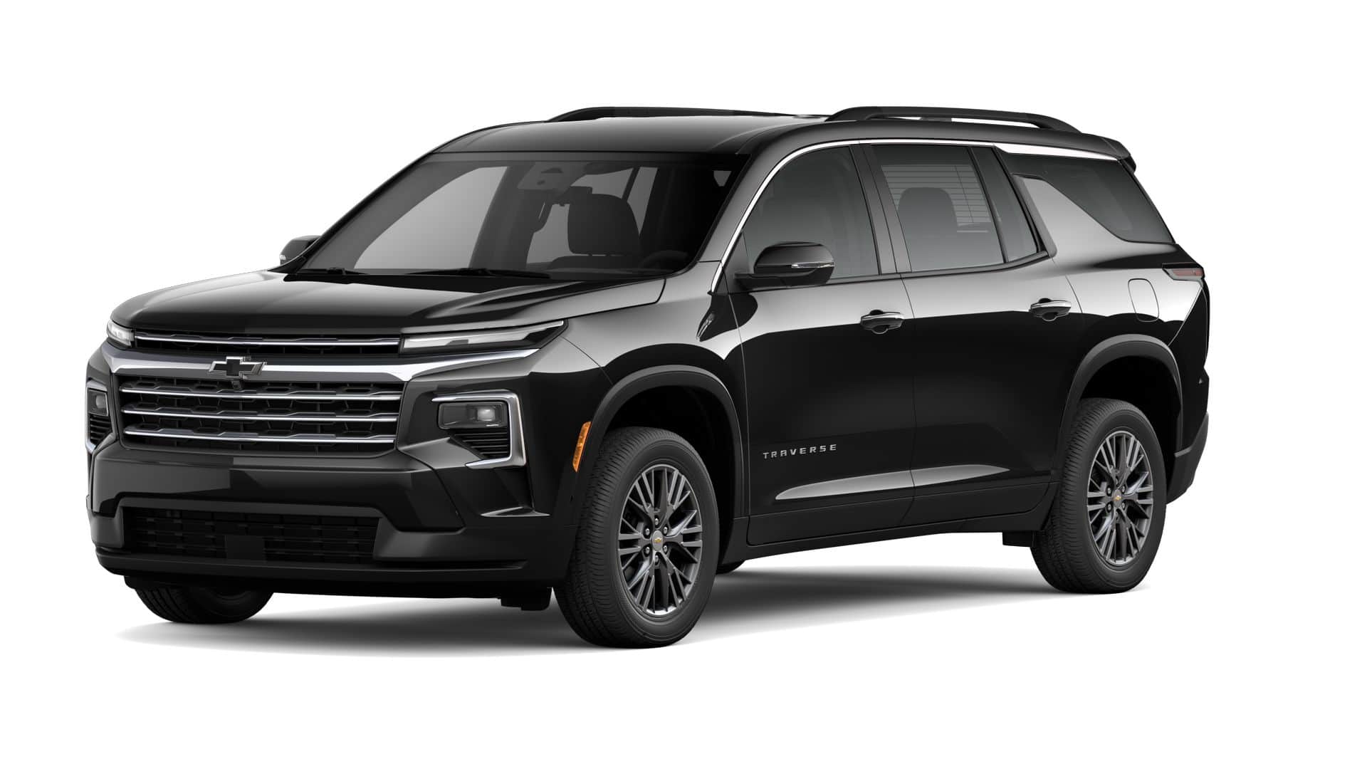 2026 Chevrolet Traverse LT in Mosaic Black Metallic — front three-quarter view