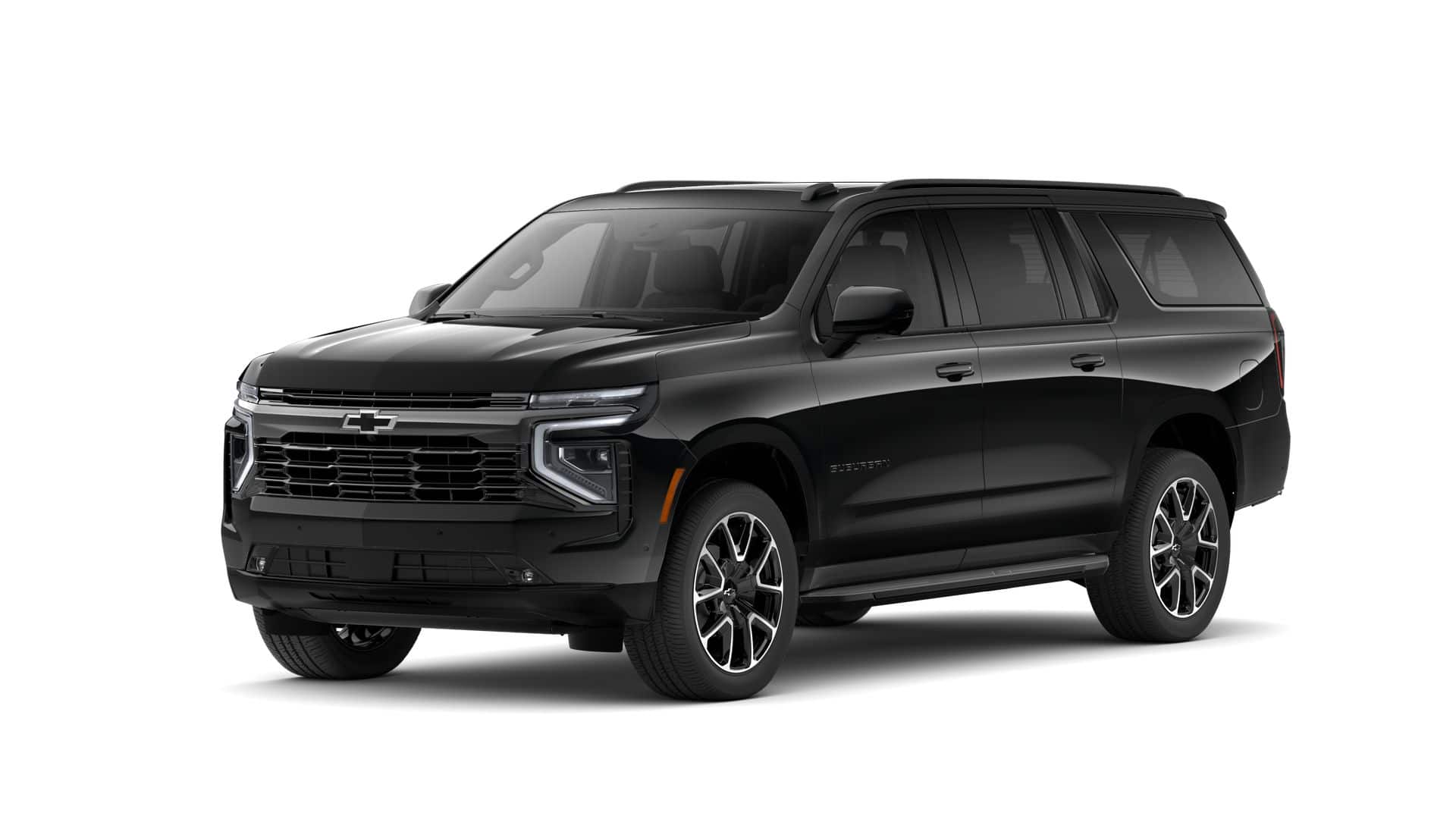 2026 Chevrolet Suburban RST in Black — front three-quarter view
