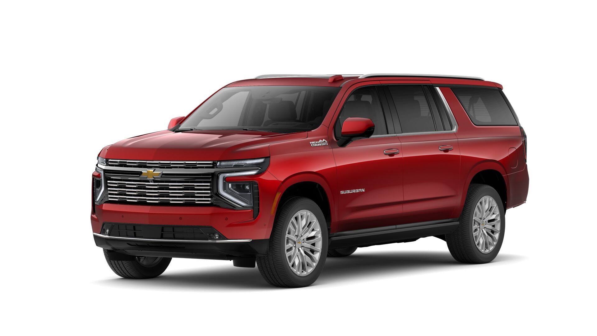 2026 Chevrolet Suburban High Country in Radiant Red Tintcoat — front three-quarter view